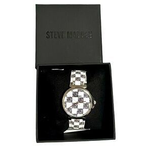 NWT Steve Madden logo checker watch silver hardware